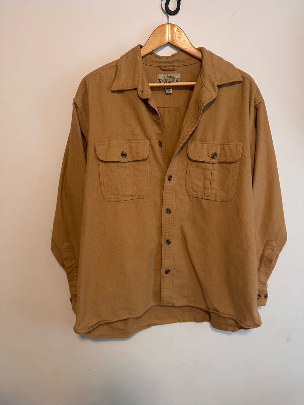 Cabela’s Deerskin Soft Chamois Shirt Men’s L Brown Heavyweight Cotton